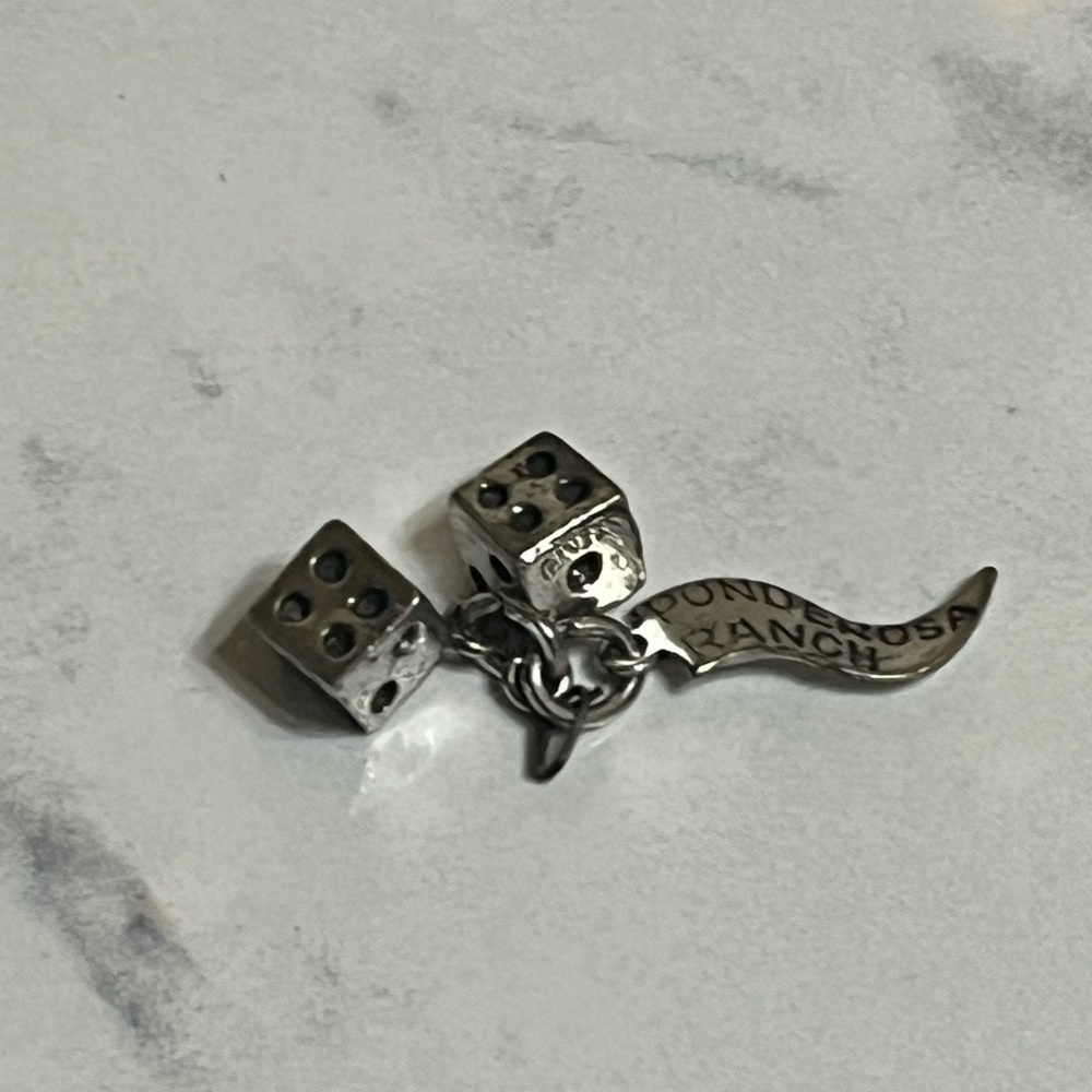 Sterling Silver Dice Ponderosa Ranch Banner Charm - Picture 5 of 8